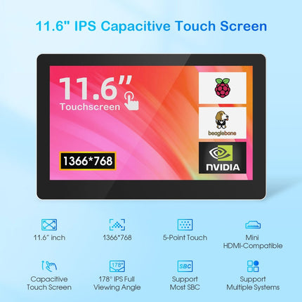 CrowVision 11,6" écran tactile capacitif IPS (1366 x 768)