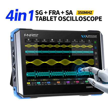 FNIRSI DPOS350P (4-en-1) Oscilloscope tablette à 2 canaux (350 MHz) + Générateur de signaux + Analyseur de réponse en fréquence + Analyseur de spectre
