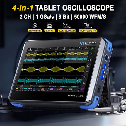 FNIRSI DPOS350P (4-en-1) Oscilloscope tablette à 2 canaux (350 MHz) + Générateur de signaux + Analyseur de réponse en fréquence + Analyseur de spectre