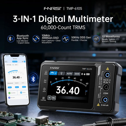 FNIRSI TMP-610S (3-en-1) Multimètre (60000 points) + Oscilloscope + Générateur de signaux