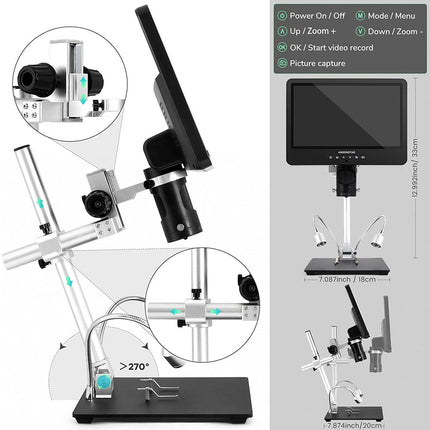 Andonstar AD249S-M 10,1" 3-Lens Microscope numérique HDMI