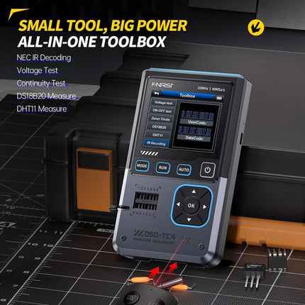 FNIRSI DSO - TC4 (3 - in - 1) Oscilloscope (10 MHz) + Transistor Tester + Signal Generator - Elektor