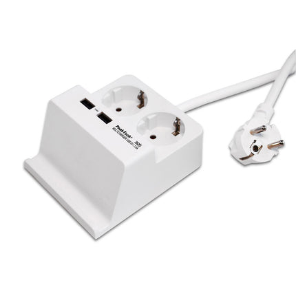 PeakTech 3125 Power Strip with 2 x 230 V Safety Sockets and 2 x USB Charger with 2.5 A